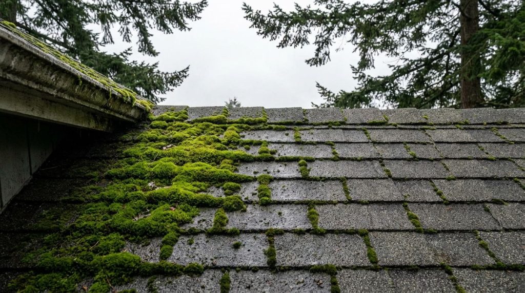 mossy-roof-shingles-close-up-Victoria Bc